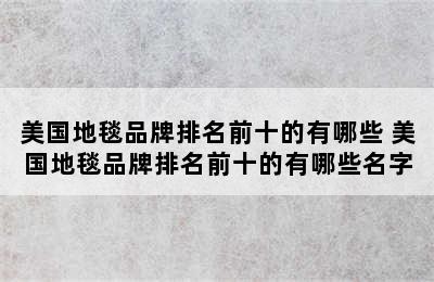 美国地毯品牌排名前十的有哪些 美国地毯品牌排名前十的有哪些名字